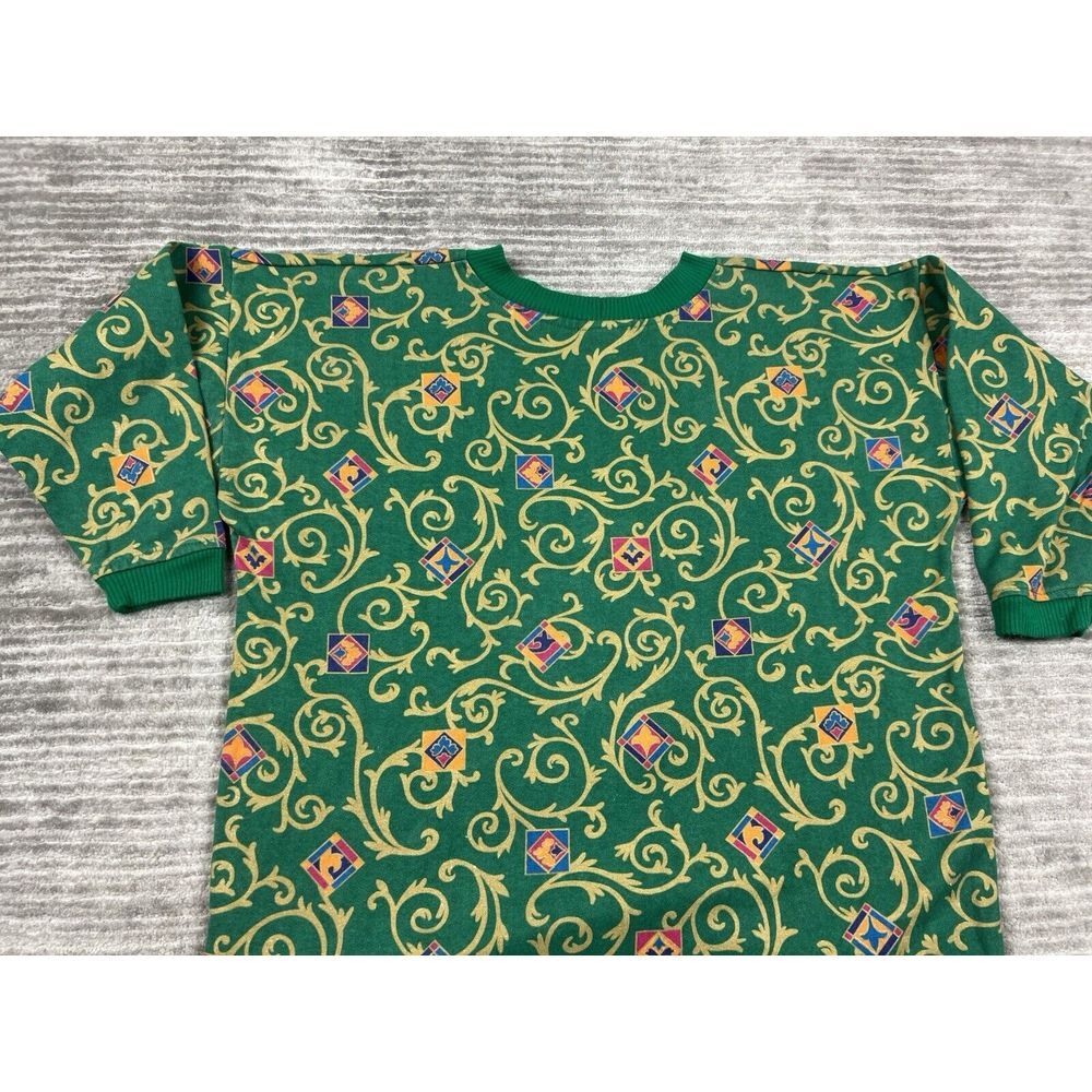 Vintage Dandelion Sweater Womens Small Green Grandmacore‎ Longsleeve Casual - Picture 9 of 13